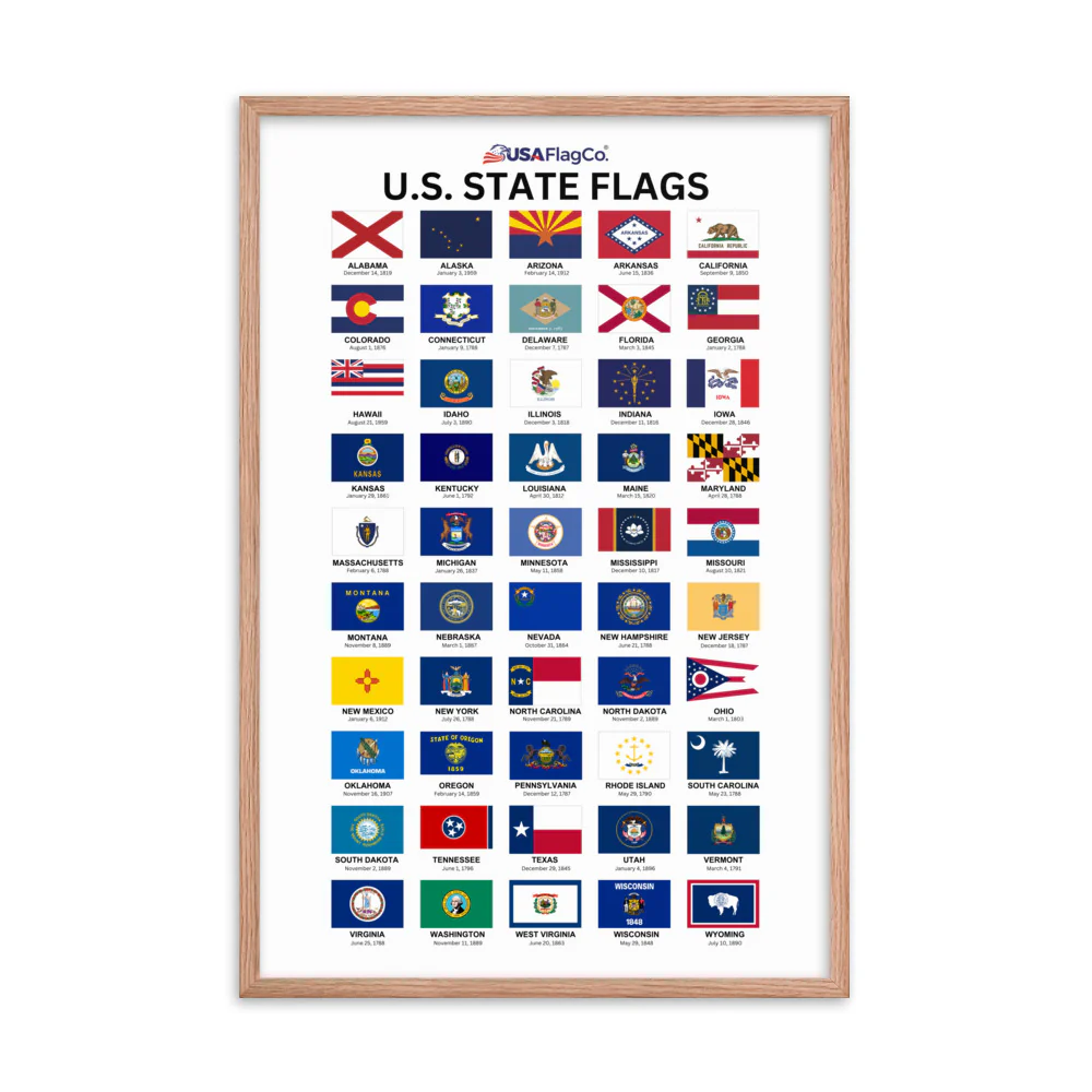 U.S. State Flags Posters with Wooden Frame - Image 10