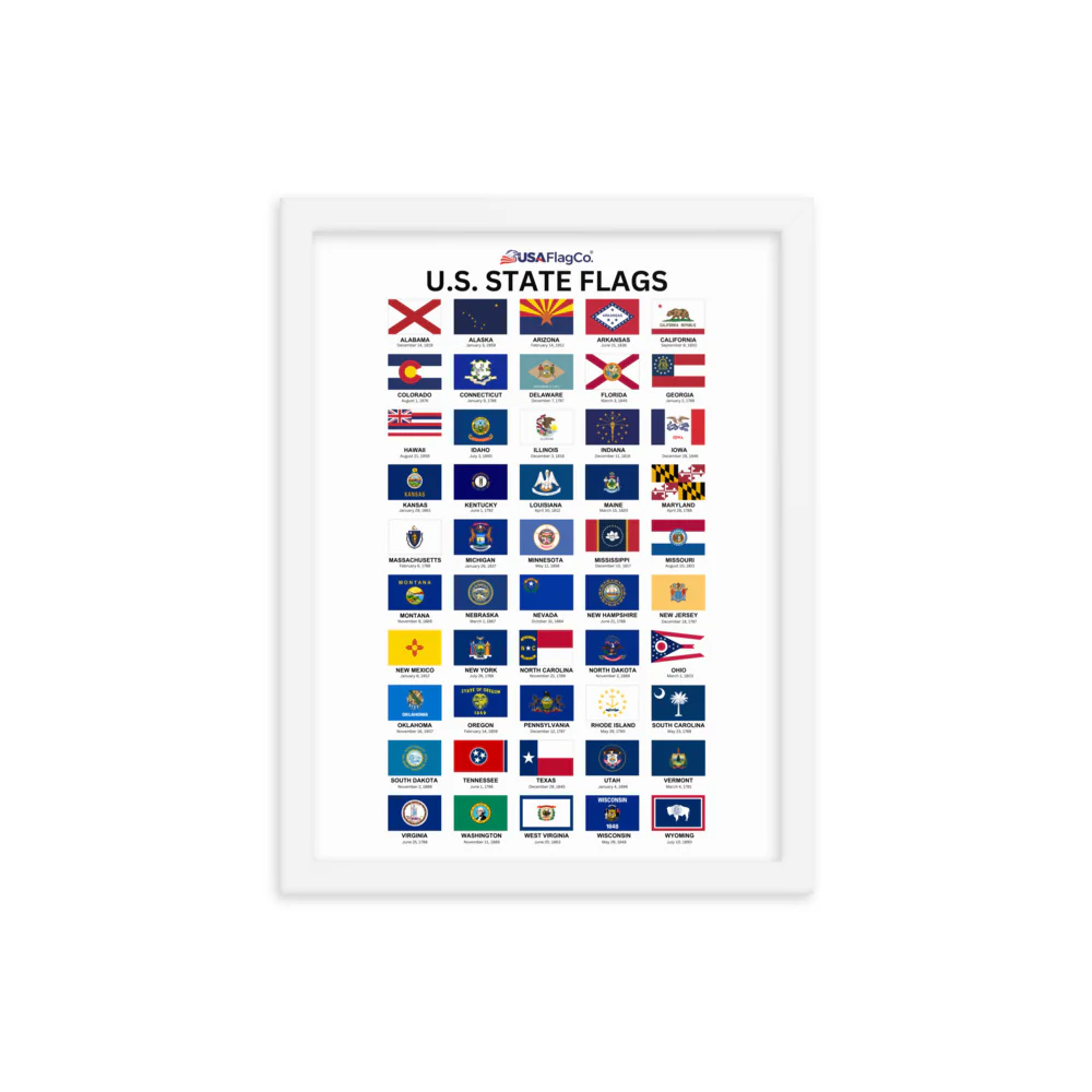 U.S. State Flags Posters with Wooden Frame - Image 11