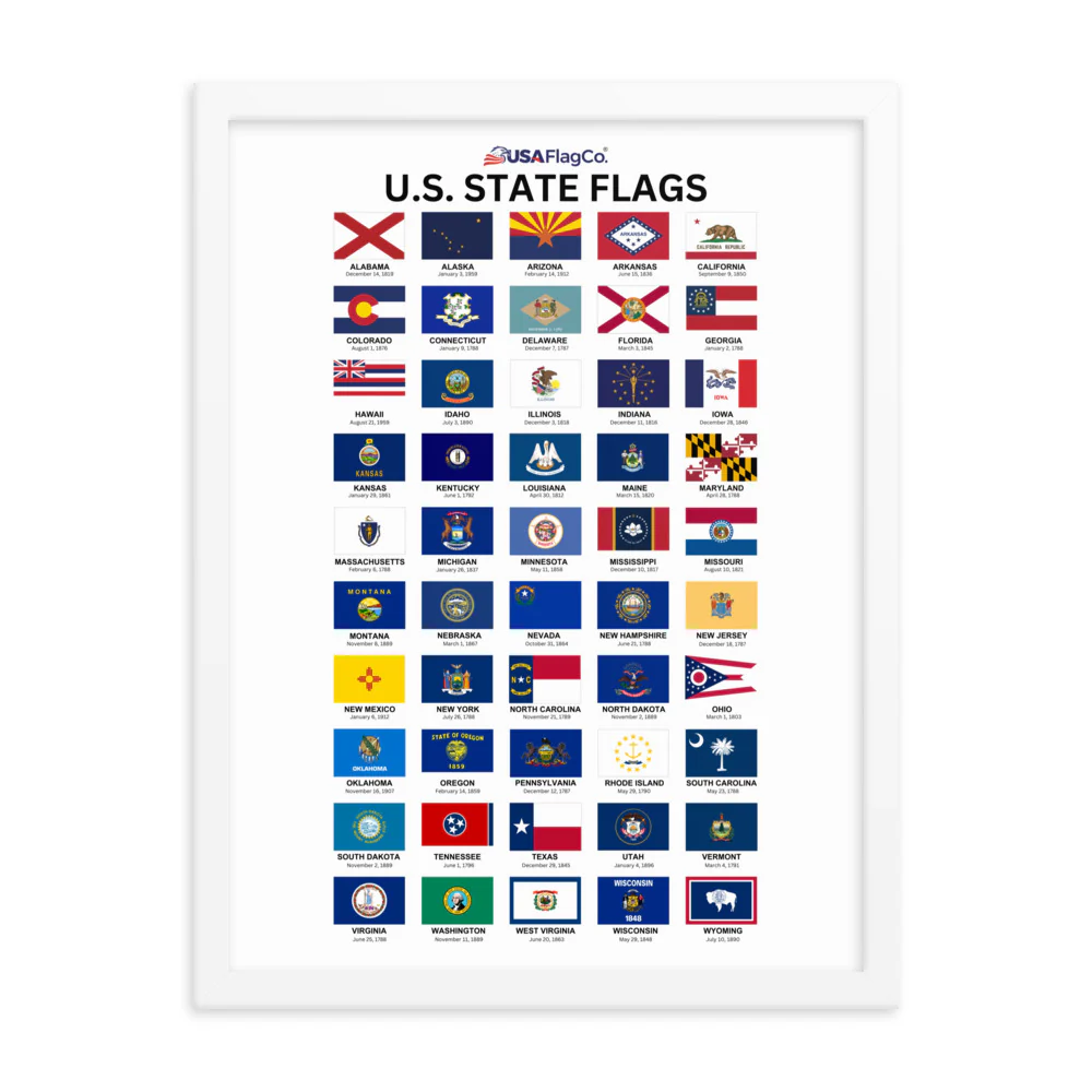 U.S. State Flags Posters with Wooden Frame - Image 14