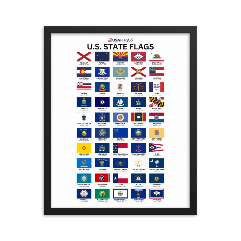 U.S. State Flags Posters with Wooden Frame - Image 4