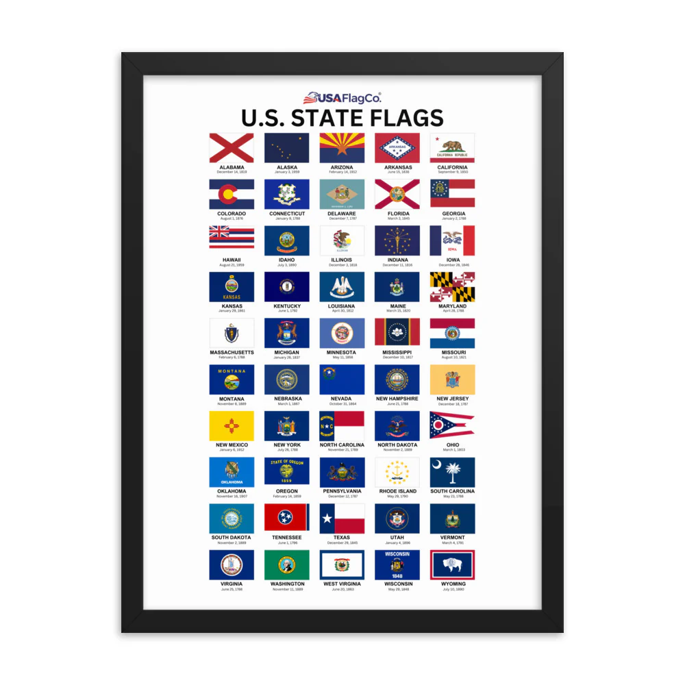 U.S. State Flags Posters with Wooden Frame - Image 5