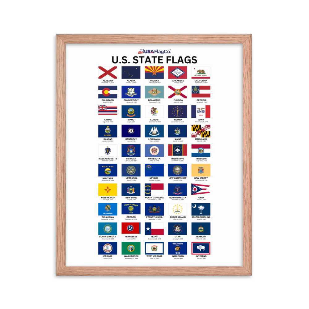 U.S. State Flags Posters with Wooden Frame - Image 8