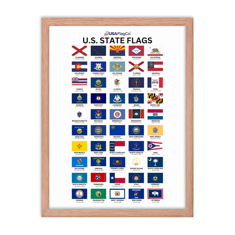 U.S. State Flags Posters with Wooden Frame - Image 9
