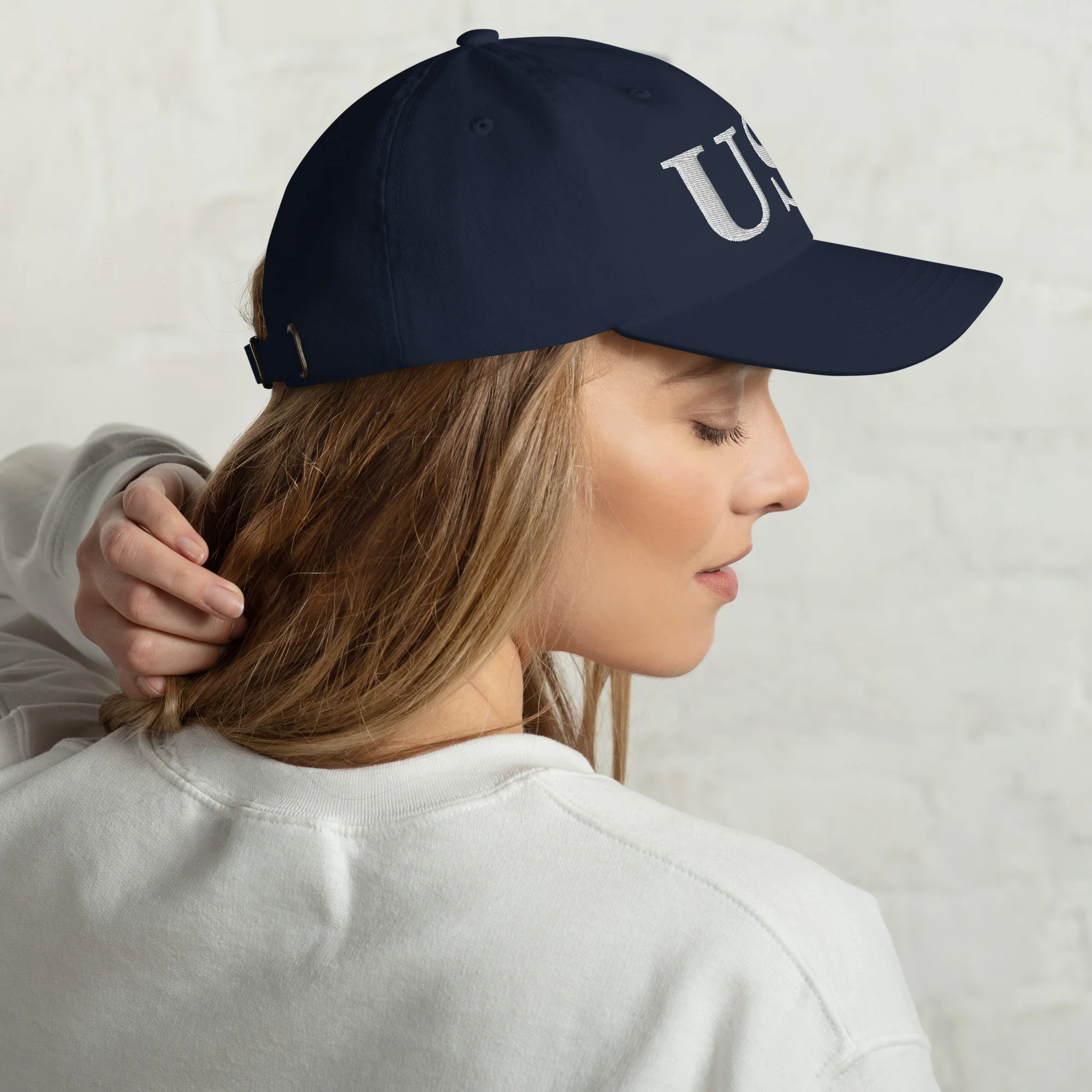 Dad Hat - USA Dad Hats (White Embroidered) - Image 5