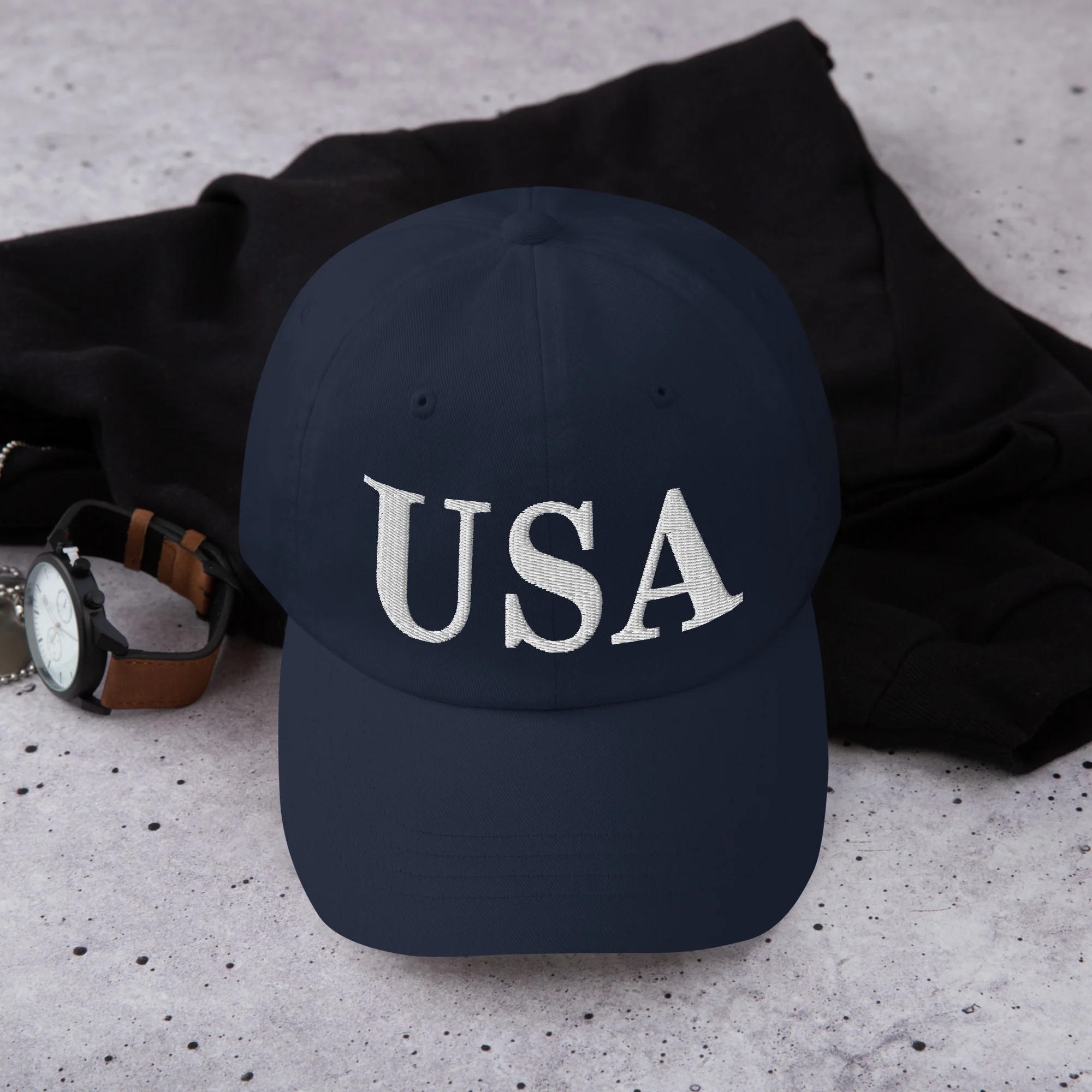 Dad Hat - USA Dad Hats (White Embroidered) - Image 7