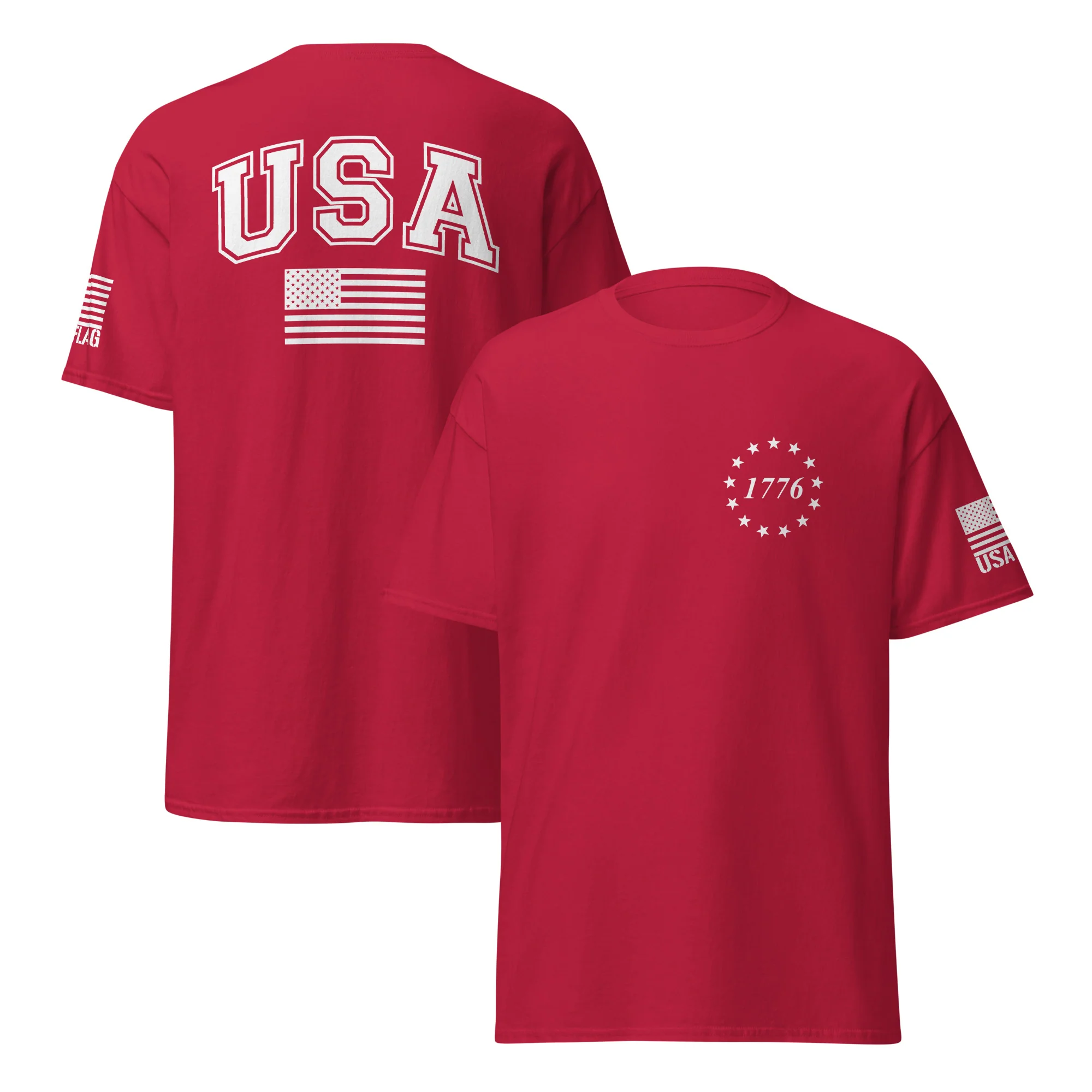 USA Flag All-White College Font T-Shirts | Unisex Classic Tees | Gildan 5000 - Image 17