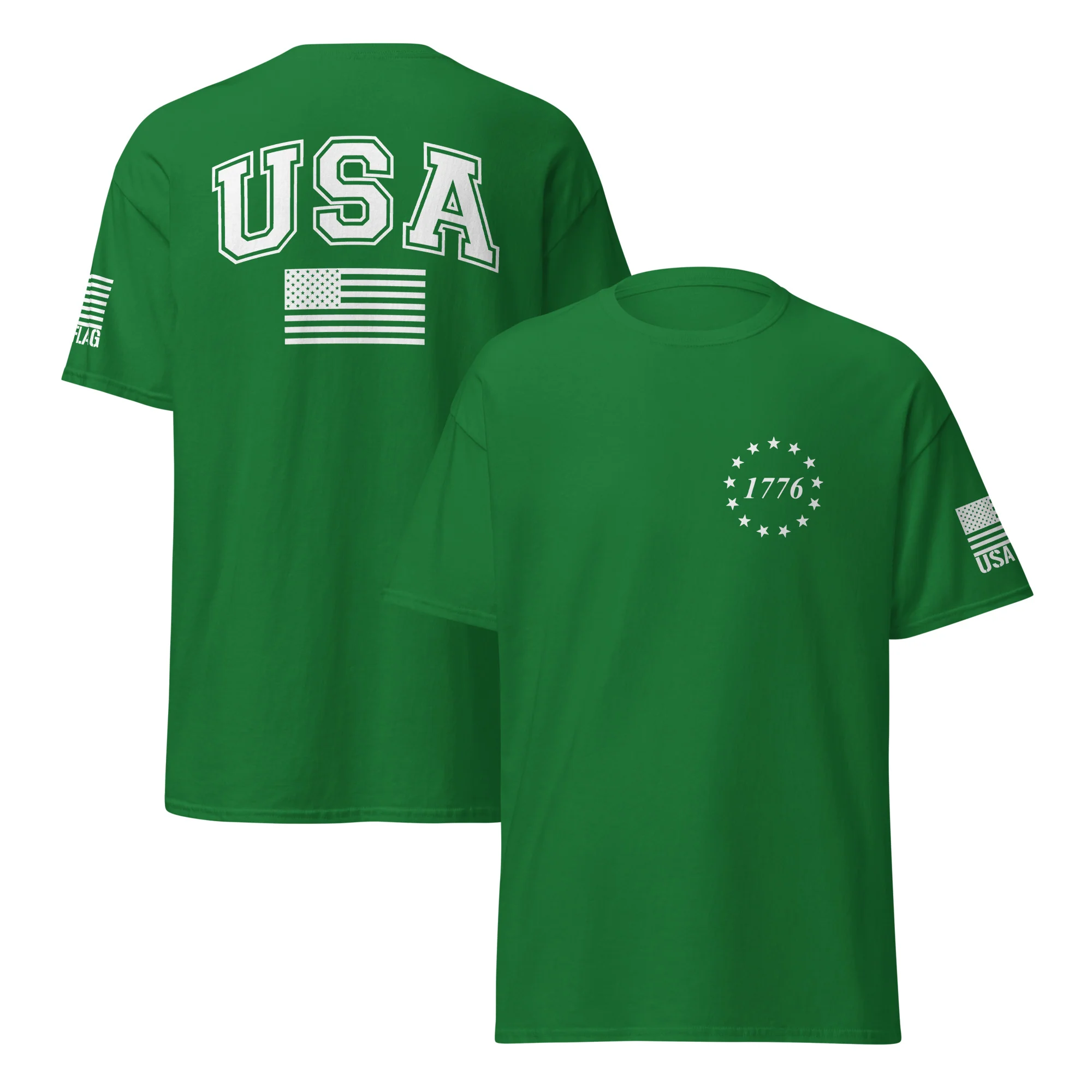 USA Flag All-White College Font T-Shirts | Unisex Classic Tees | Gildan 5000 - Image 20