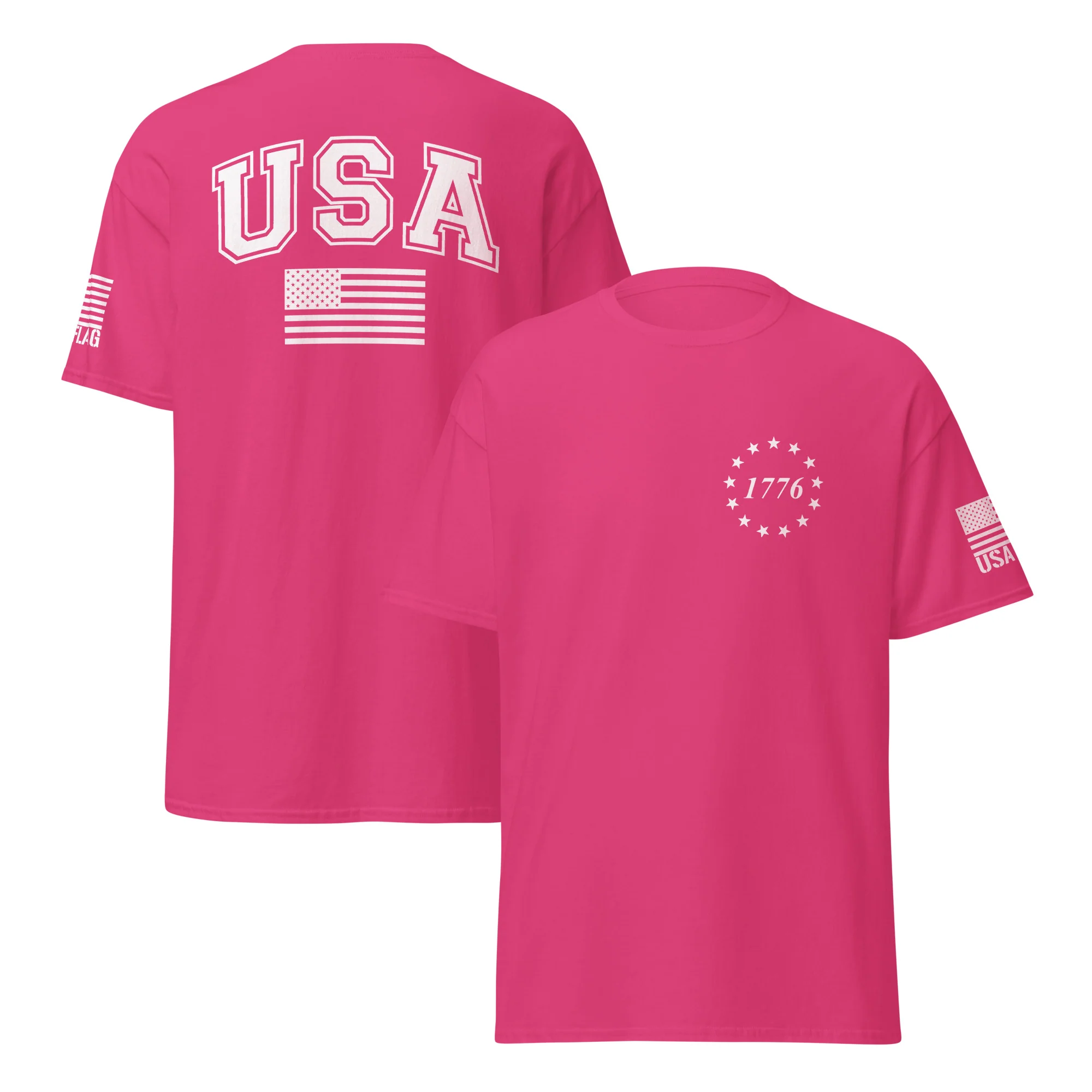 USA Flag All-White College Font T-Shirts | Unisex Classic Tees | Gildan 5000 - Image 22