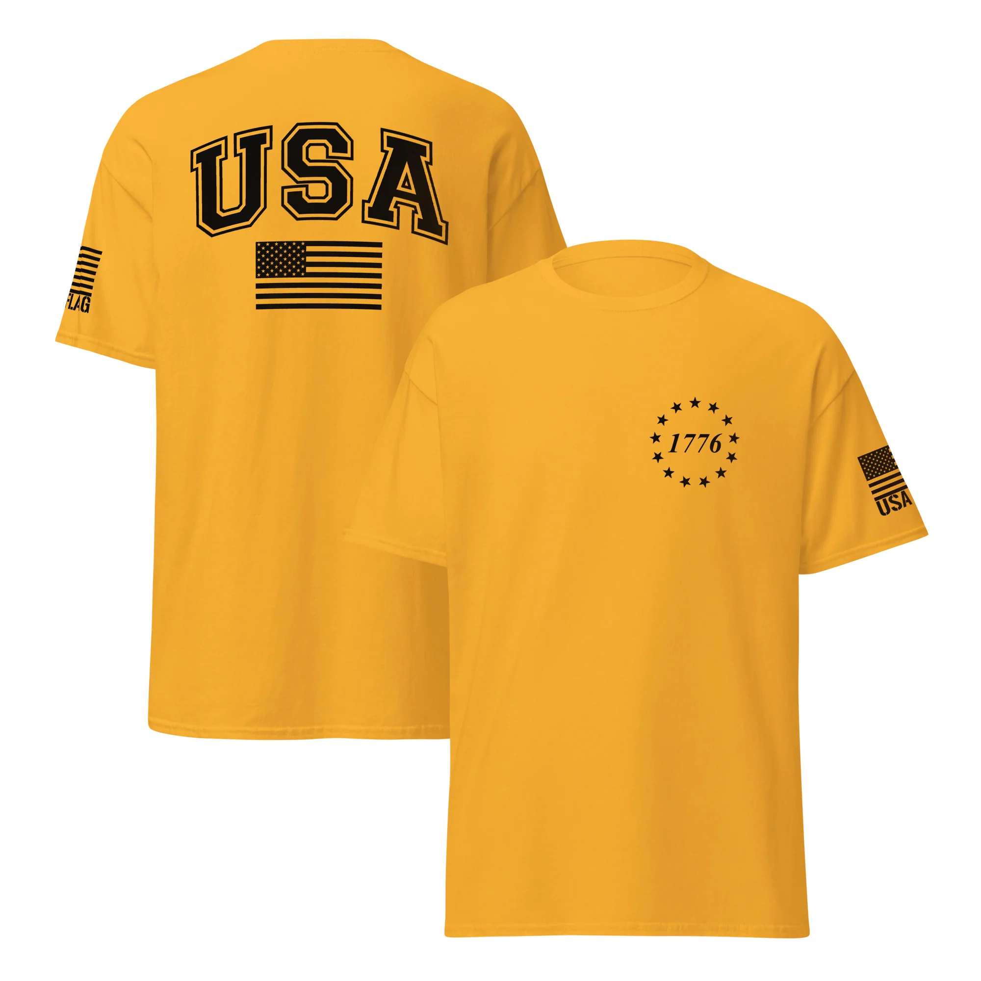 USA Flag Black College Font Light Color Unisex T-Shirts | Gildan 5000 - Image 17
