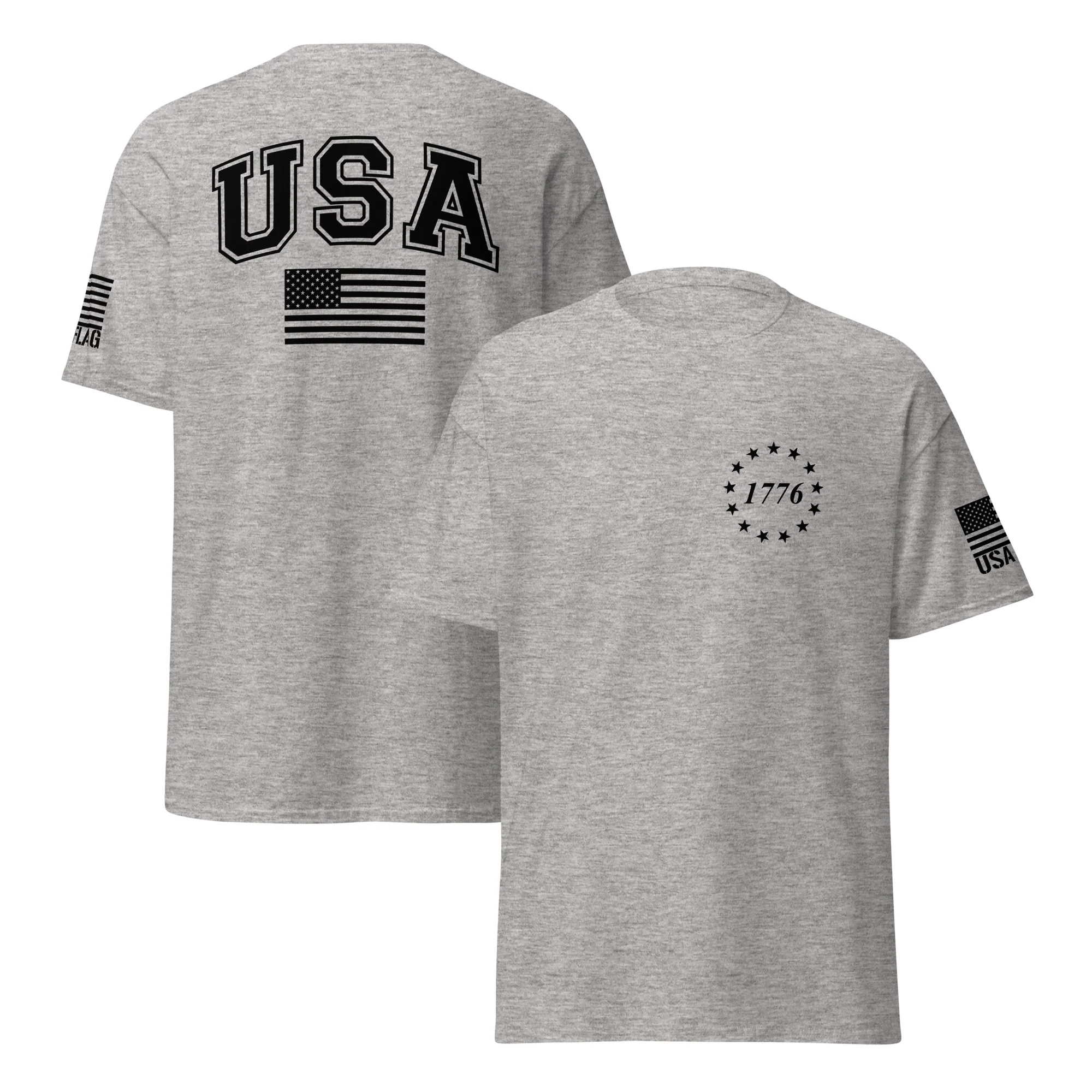 USA Flag Black College Font Light Color Unisex T-Shirts | Gildan 5000 - Image 18