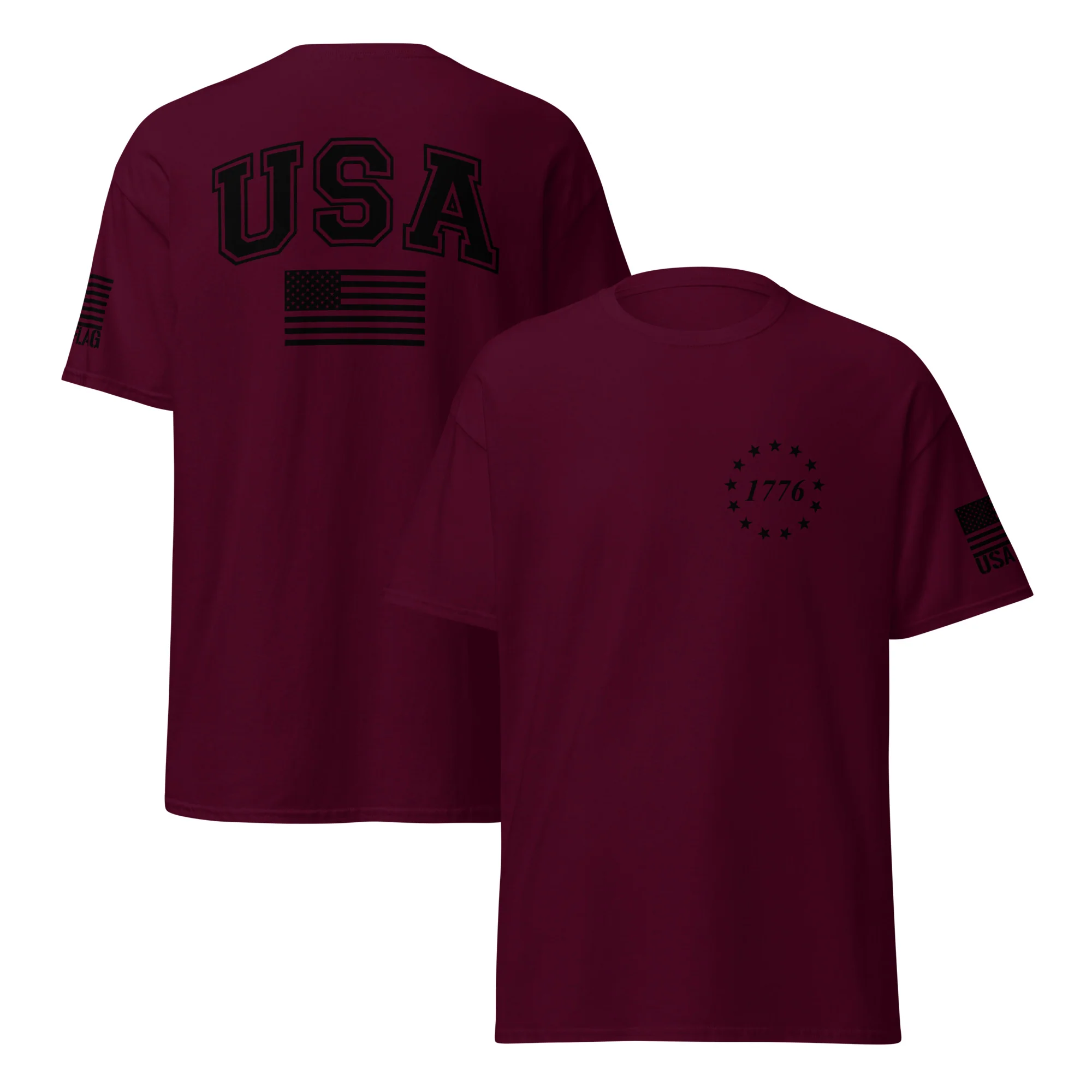 USA Flag Black College Font T-Shirts | Unisex Classic Tees | Gildan 5000 - Image 11