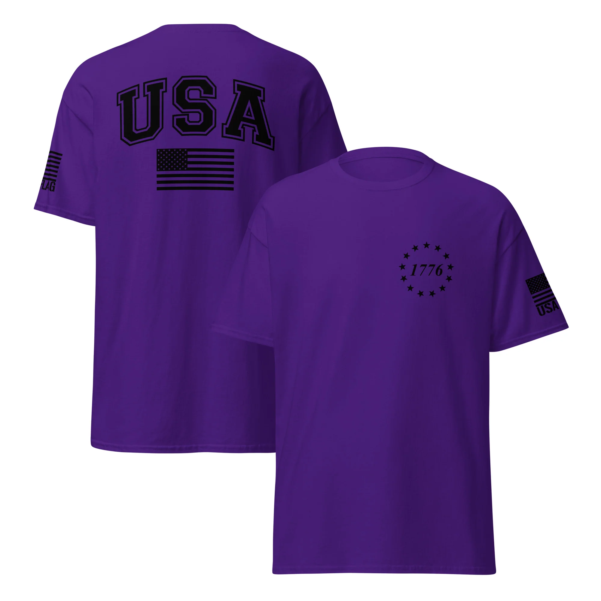 USA Flag Black College Font T-Shirts | Unisex Classic Tees | Gildan 5000 - Image 13