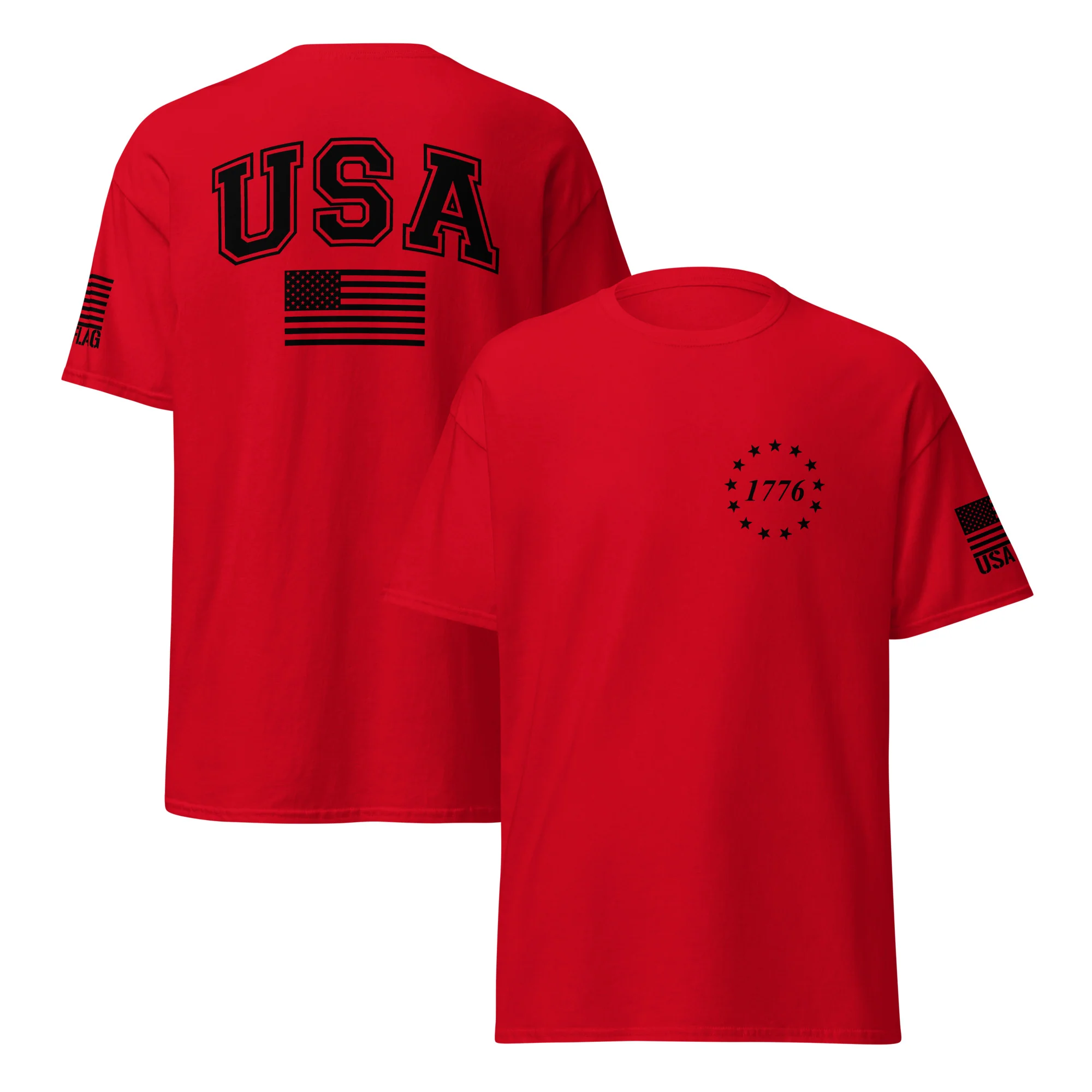 USA Flag Black College Font T-Shirts | Unisex Classic Tees | Gildan 5000 - Image 14