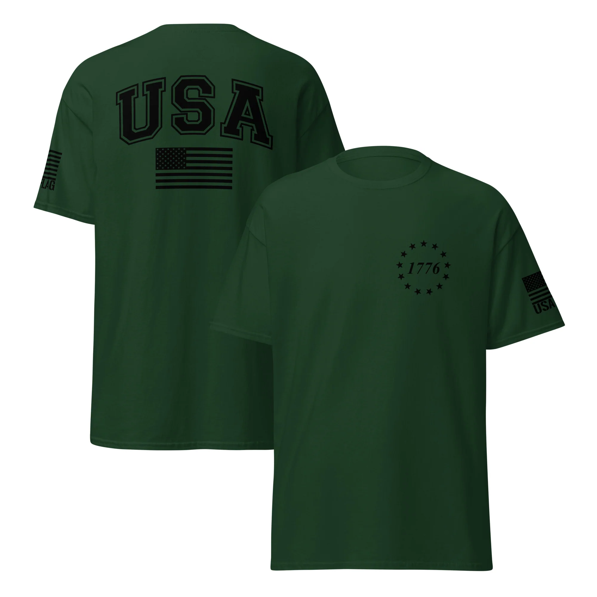 USA Flag Black College Font T-Shirts | Unisex Classic Tees | Gildan 5000 - Image 15