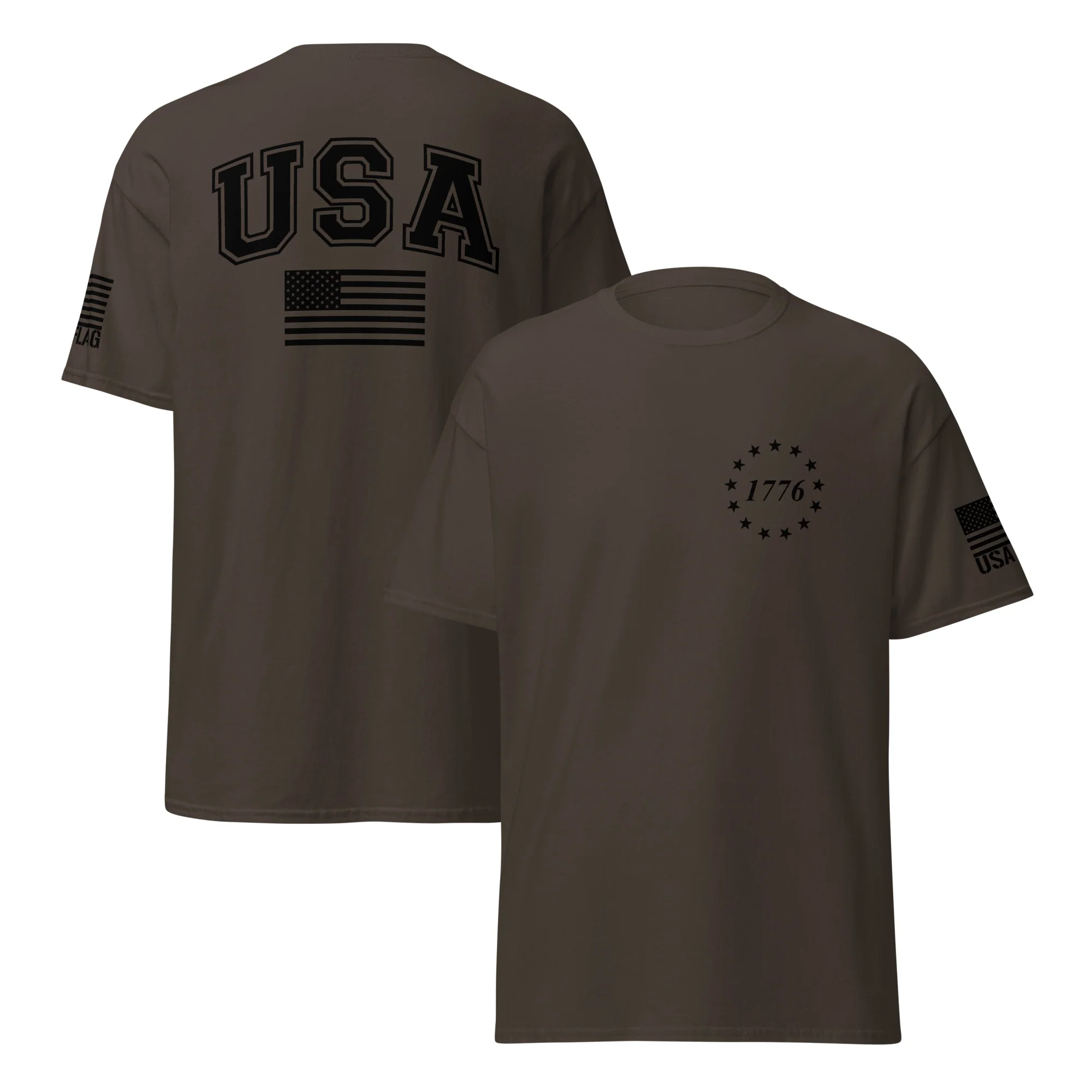 USA Flag Black College Font T-Shirts | Unisex Classic Tees | Gildan 5000 - Image 16
