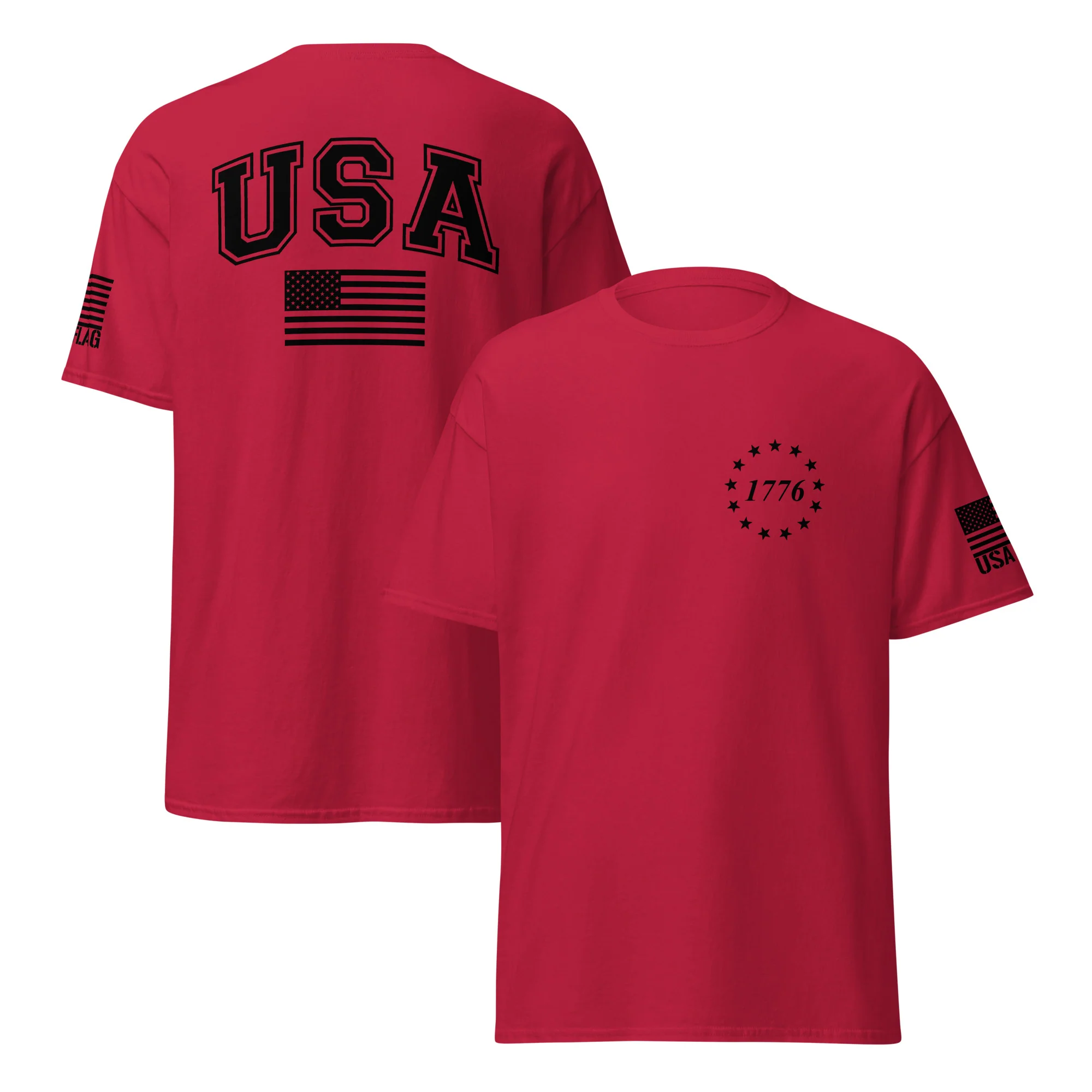 USA Flag Black College Font T-Shirts | Unisex Classic Tees | Gildan 5000 - Image 17