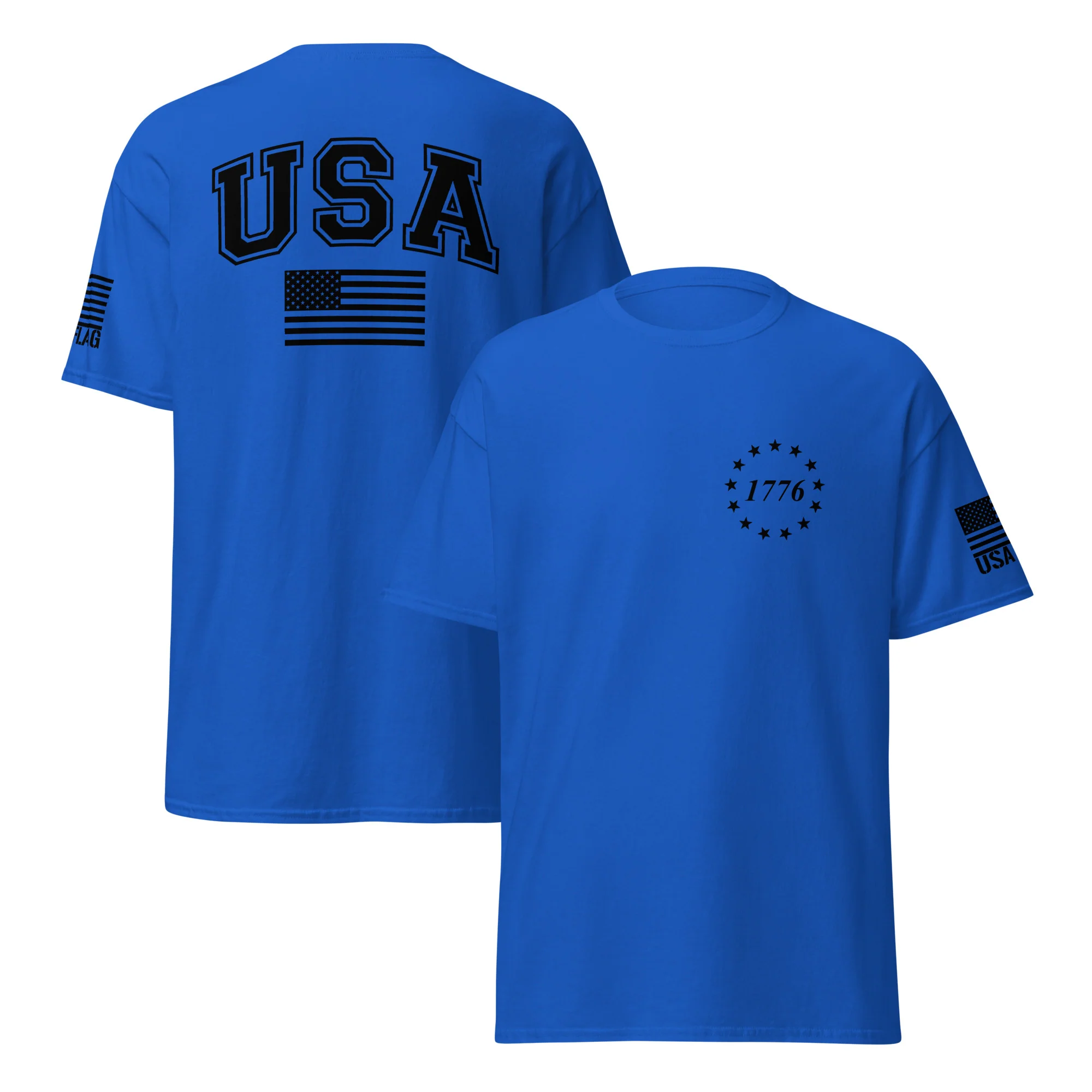 USA Flag Black College Font T-Shirts | Unisex Classic Tees | Gildan 5000 - Image 18
