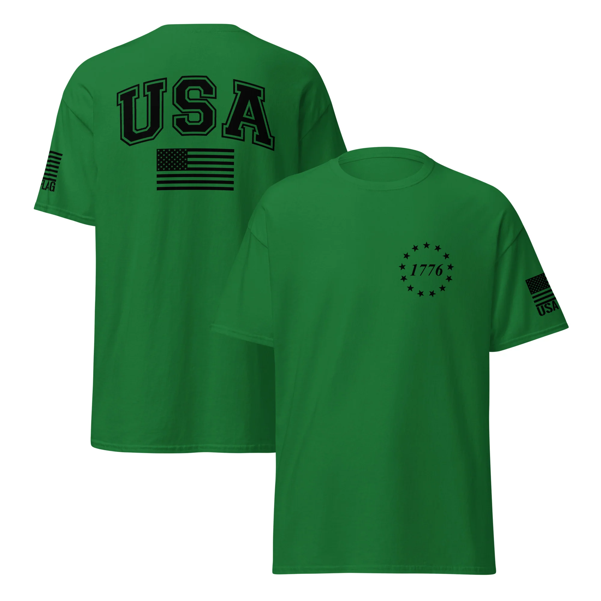 USA Flag Black College Font T-Shirts | Unisex Classic Tees | Gildan 5000 - Image 20