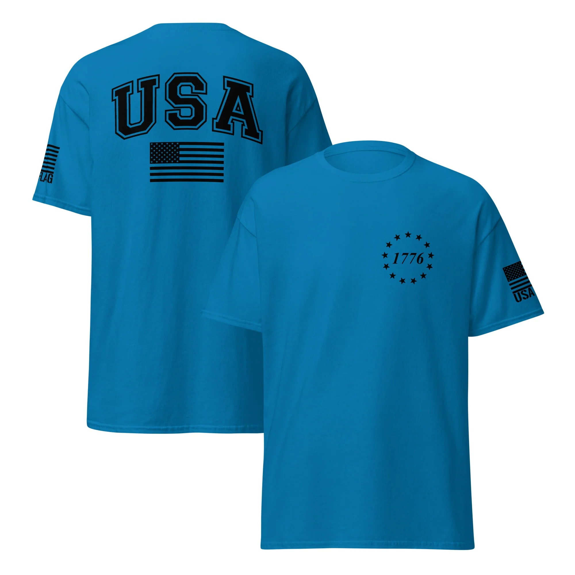 USA Flag Black College Font T-Shirts | Unisex Classic Tees | Gildan 5000 - Image 21
