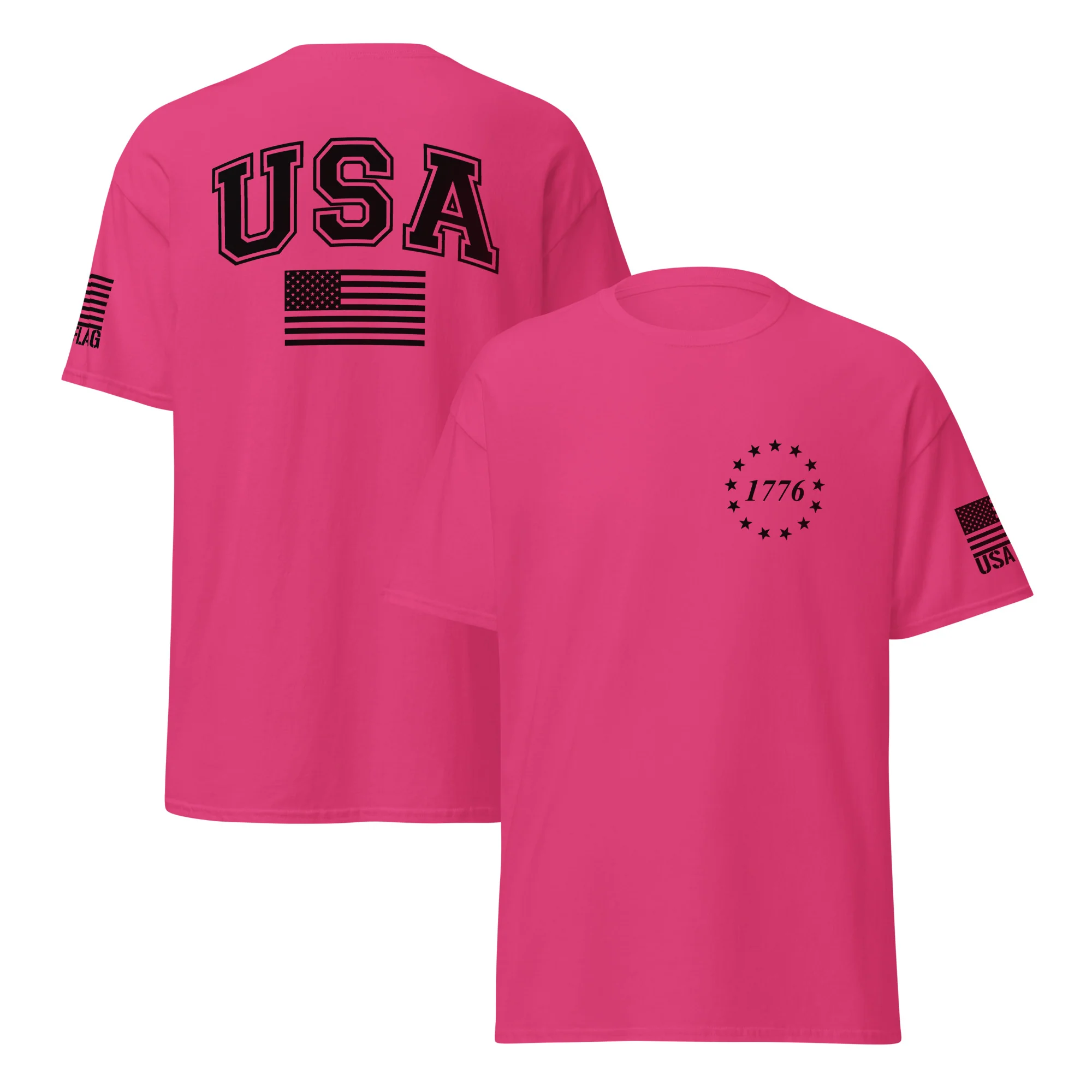 USA Flag Black College Font T-Shirts | Unisex Classic Tees | Gildan 5000 - Image 22
