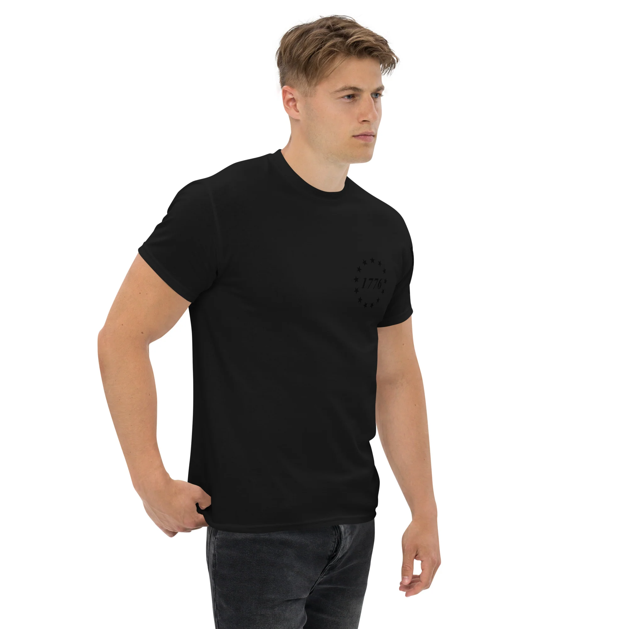 USA Flag Black College Font T-Shirts | Unisex Classic Tees | Gildan 5000 - Image 5
