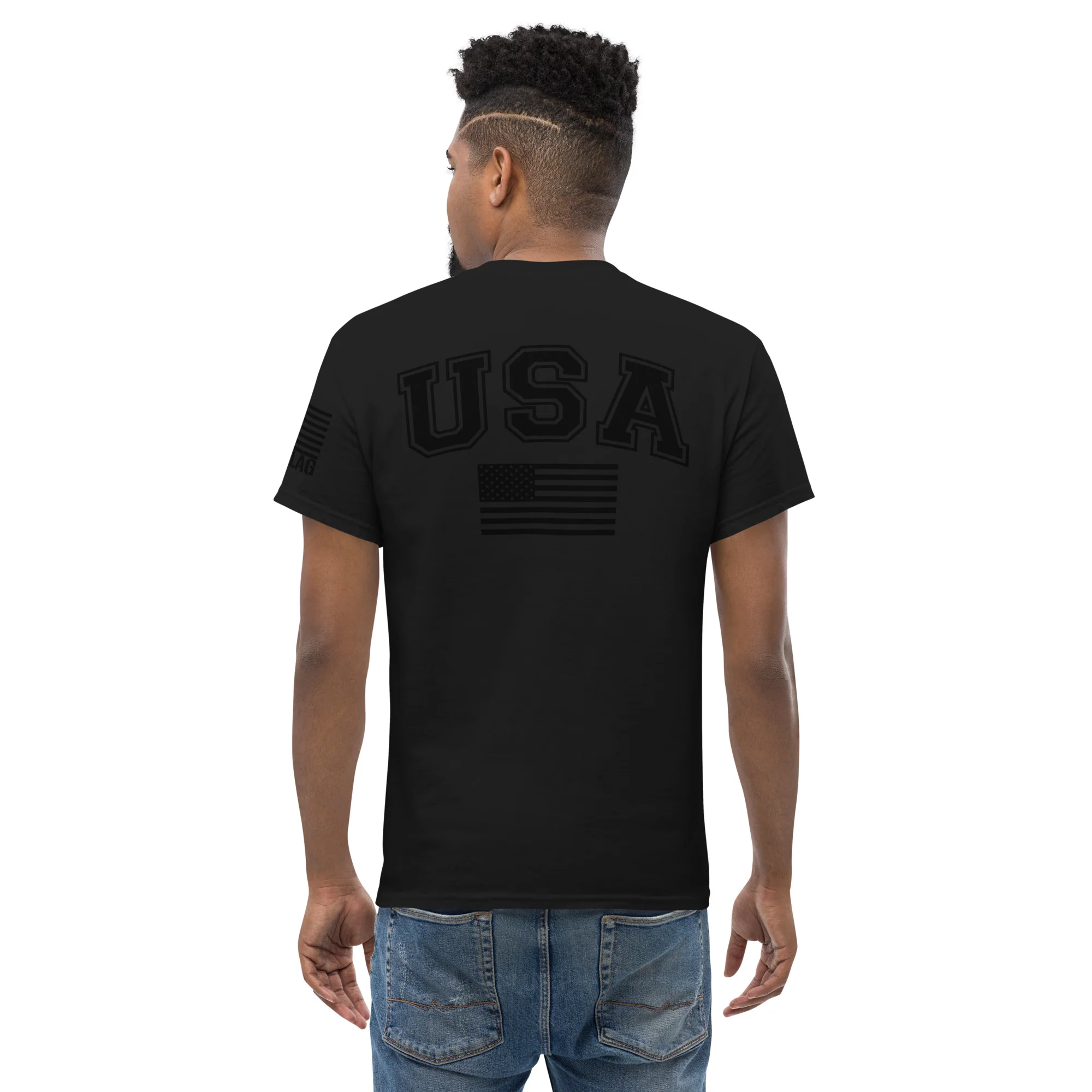 USA Flag Black College Font T-Shirts | Unisex Classic Tees | Gildan 5000 - Image 8