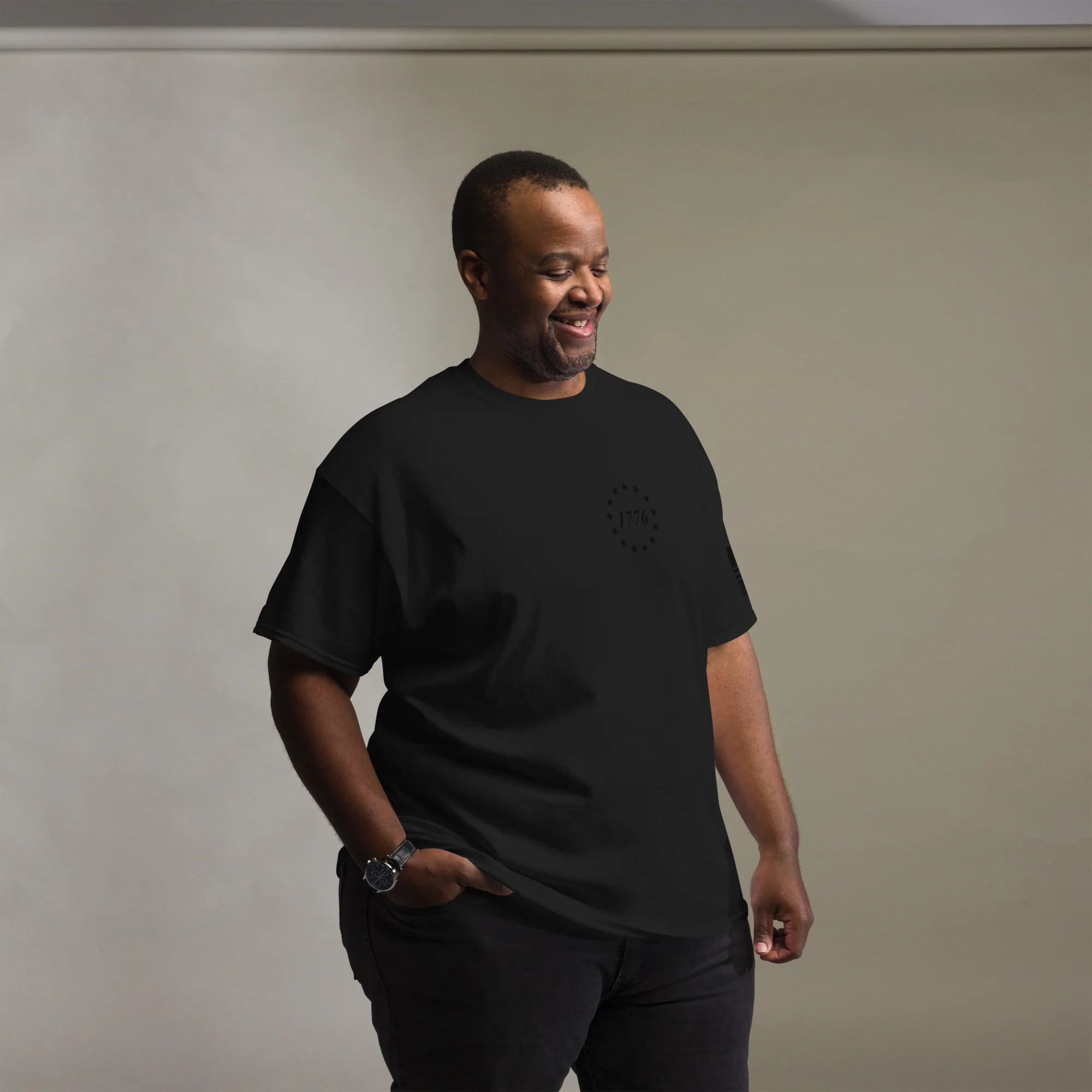 USA Flag Black College Font T-Shirts | Unisex Classic Tees | Gildan 5000 - Image 9
