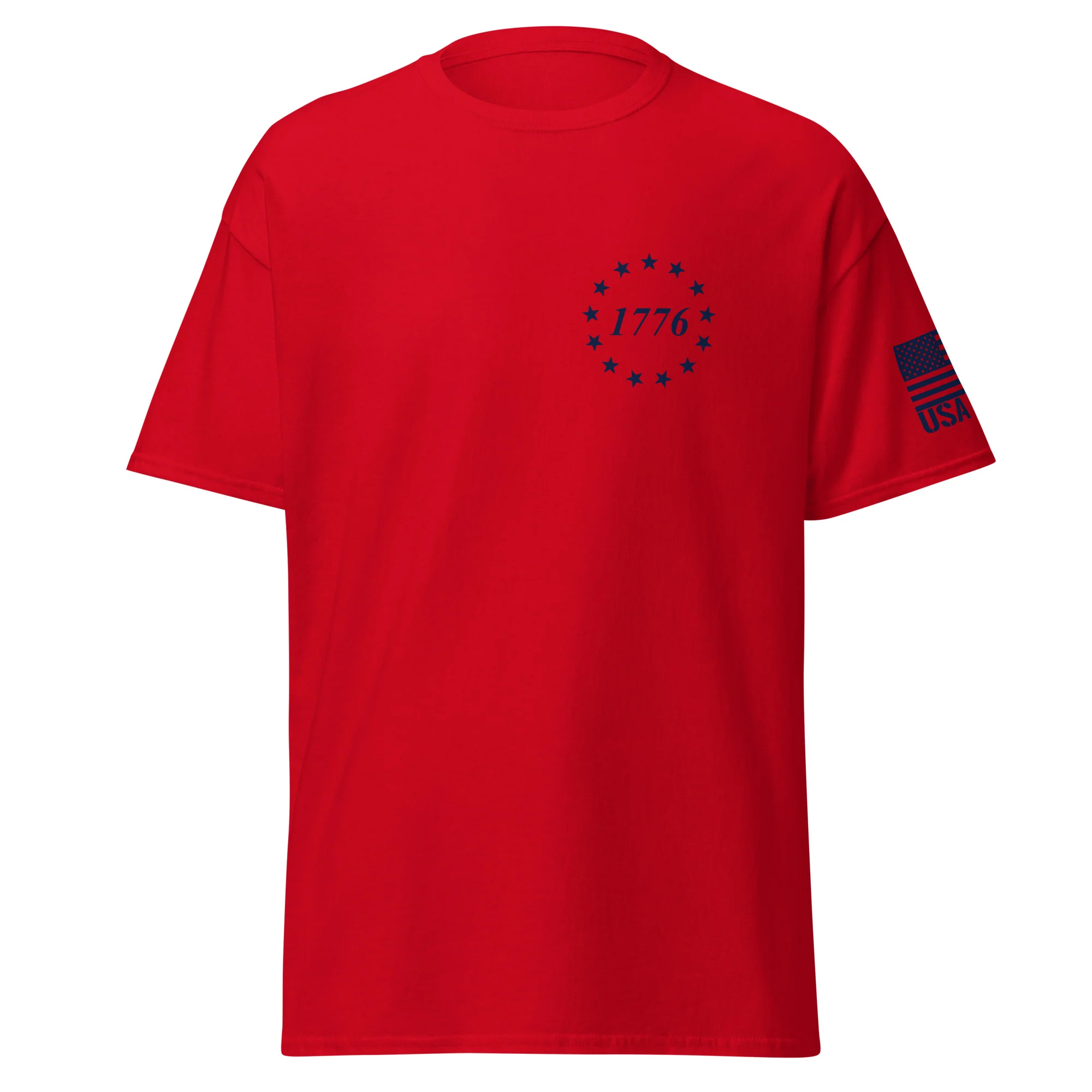 USA Flag Blue College Font T-Shirts | Unisex Classic Tees | Gildan 5000 - Image 10