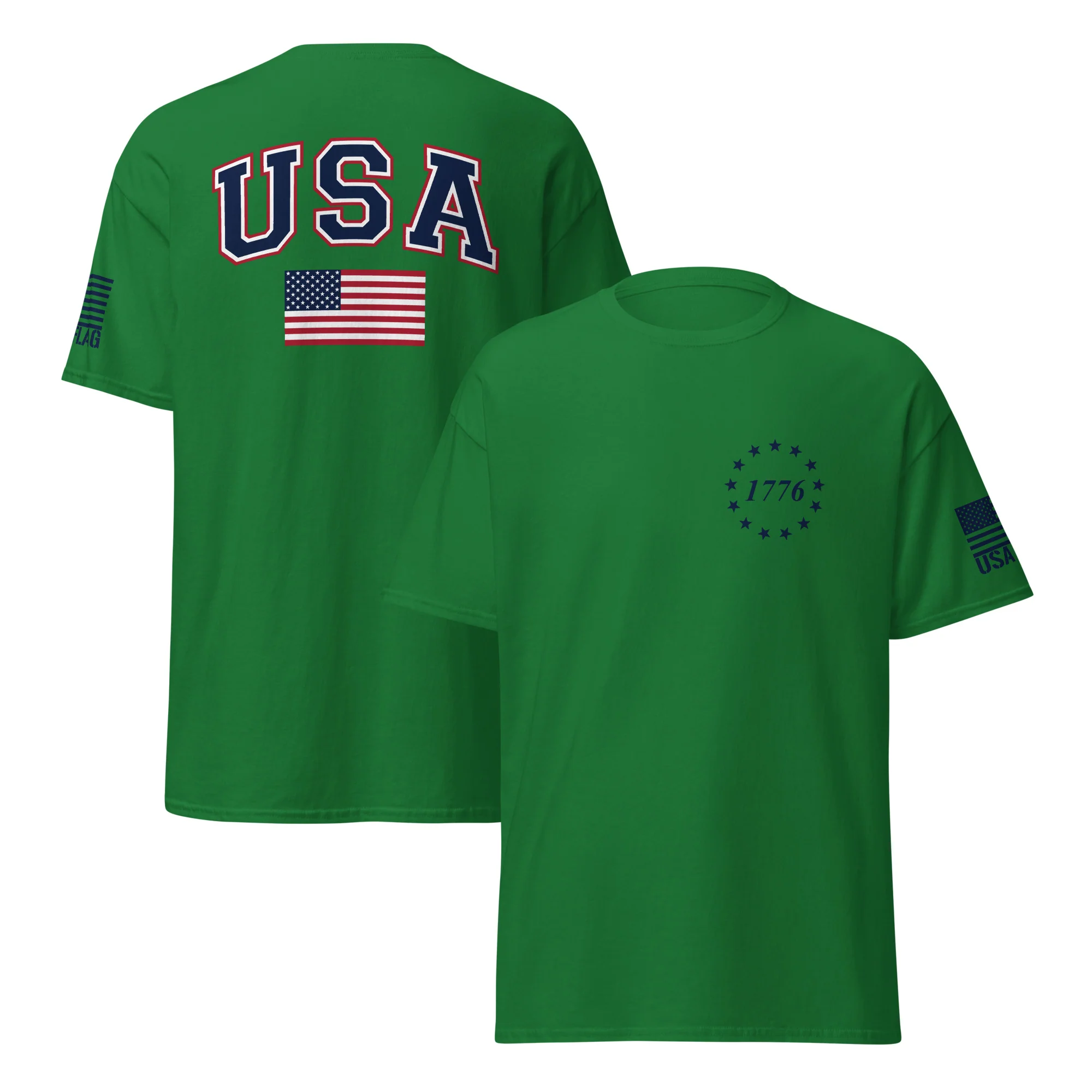 USA Flag Blue College Font T-Shirts | Unisex Classic Tees | Gildan 5000 - Image 12
