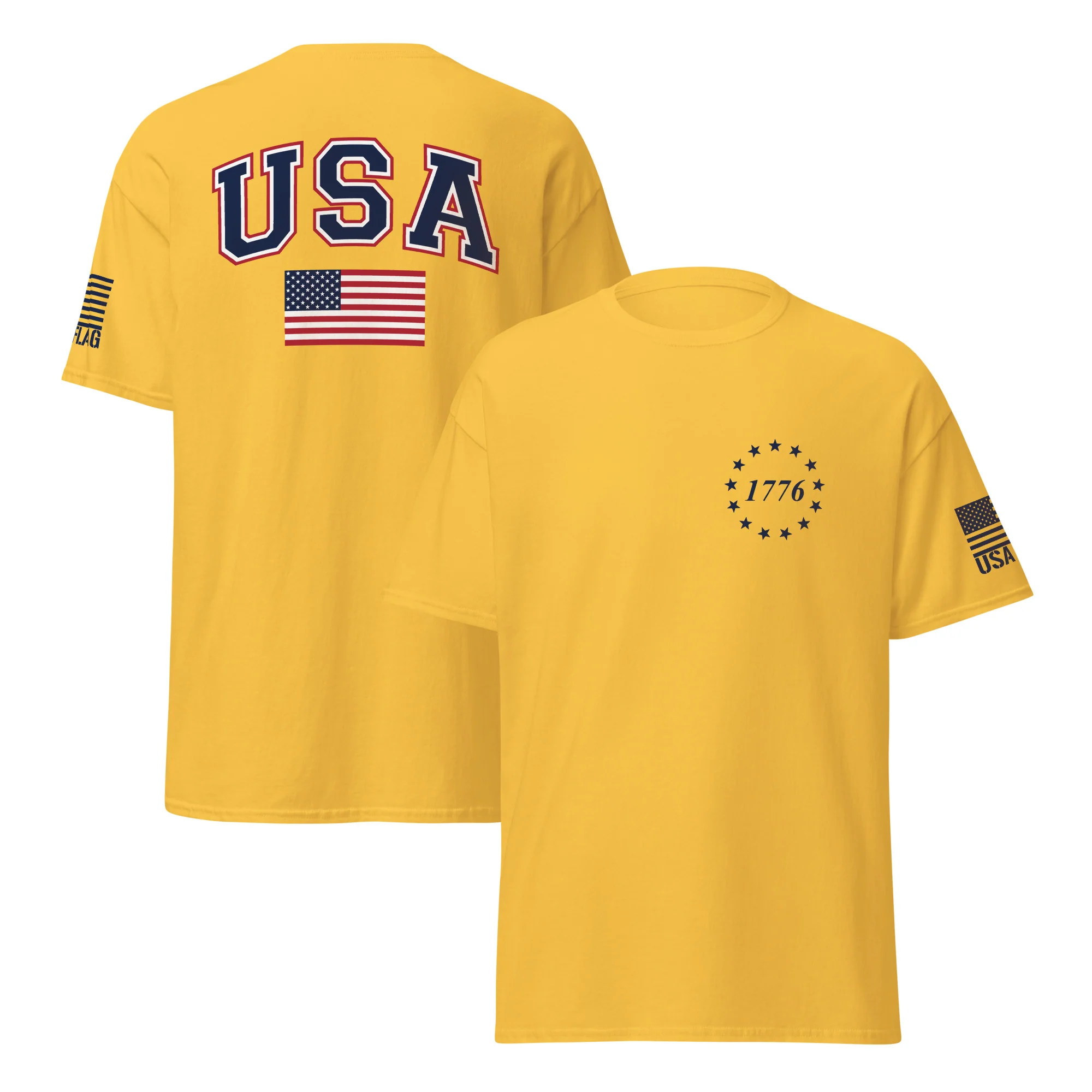 USA Flag Blue College Font T-Shirts | Unisex Classic Tees | Gildan 5000 - Image 19