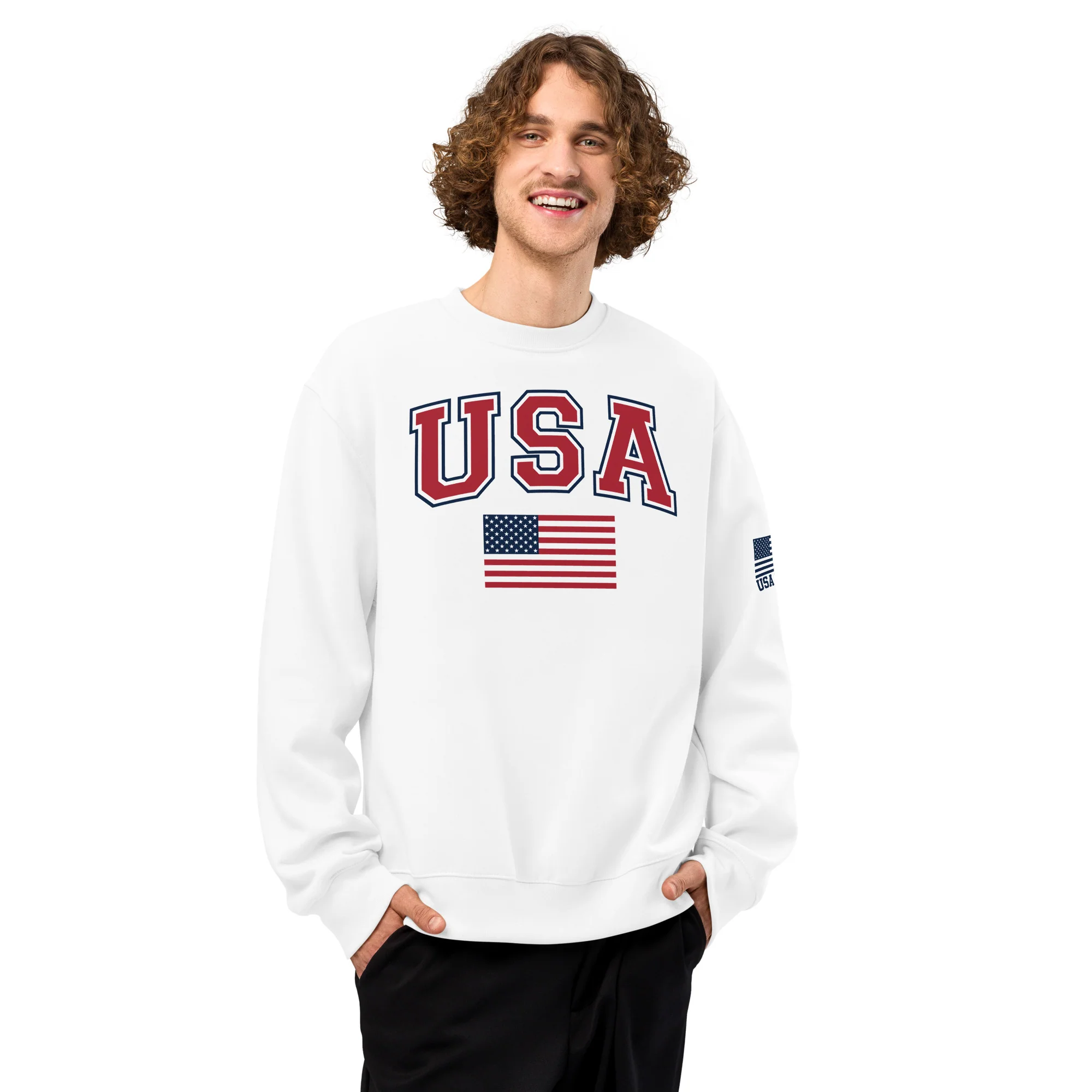 USA Flag Oversized Heavyweight Sweatshirt | Unisex Fit - Image 31