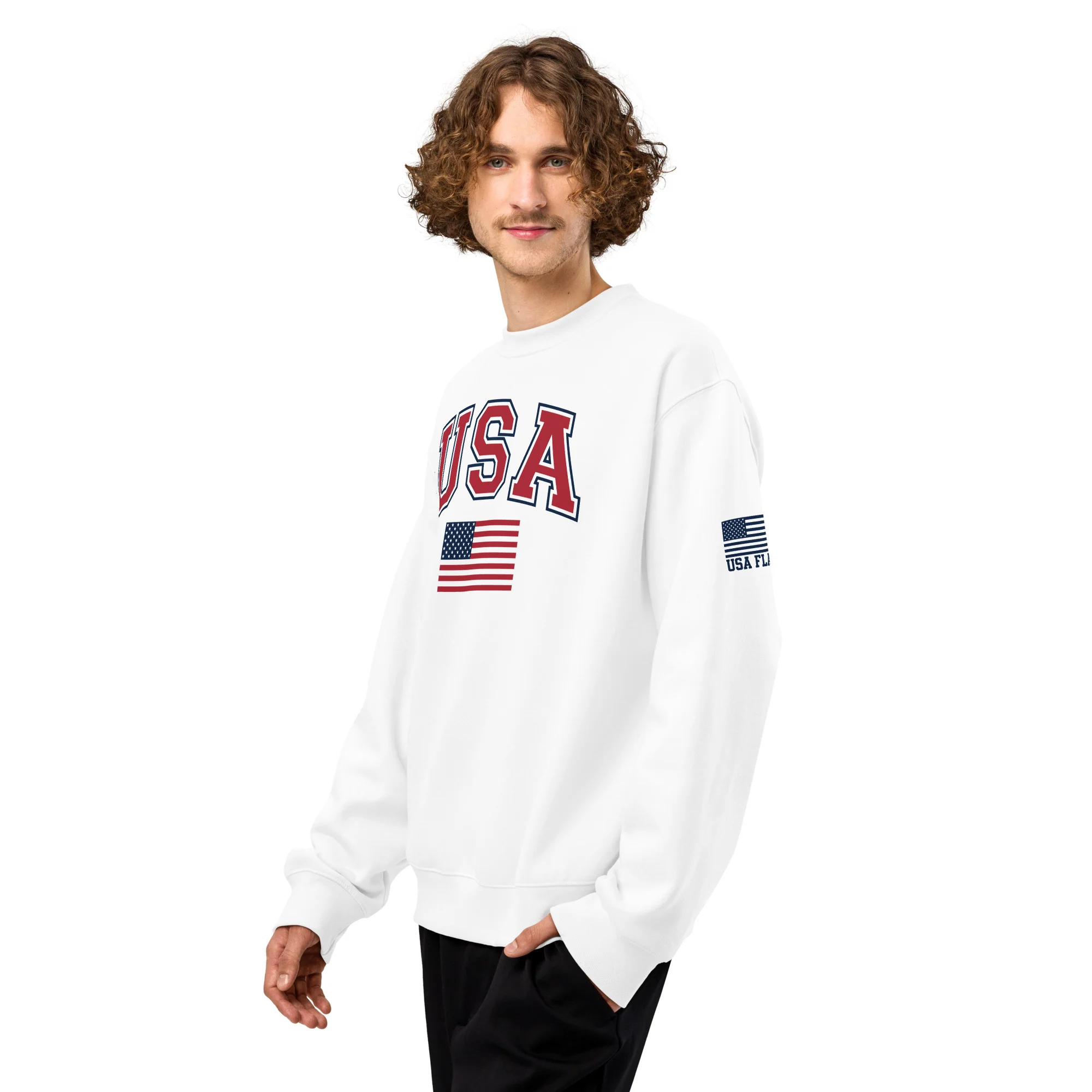 USA Flag Oversized Heavyweight Sweatshirt | Unisex Fit - Image 32