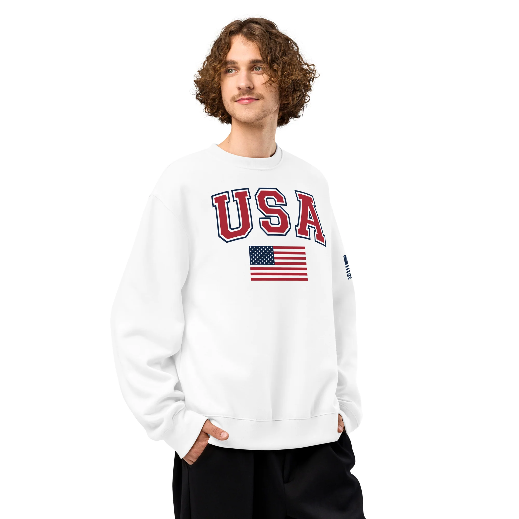 USA Flag Oversized Heavyweight Sweatshirt | Unisex Fit - Image 33