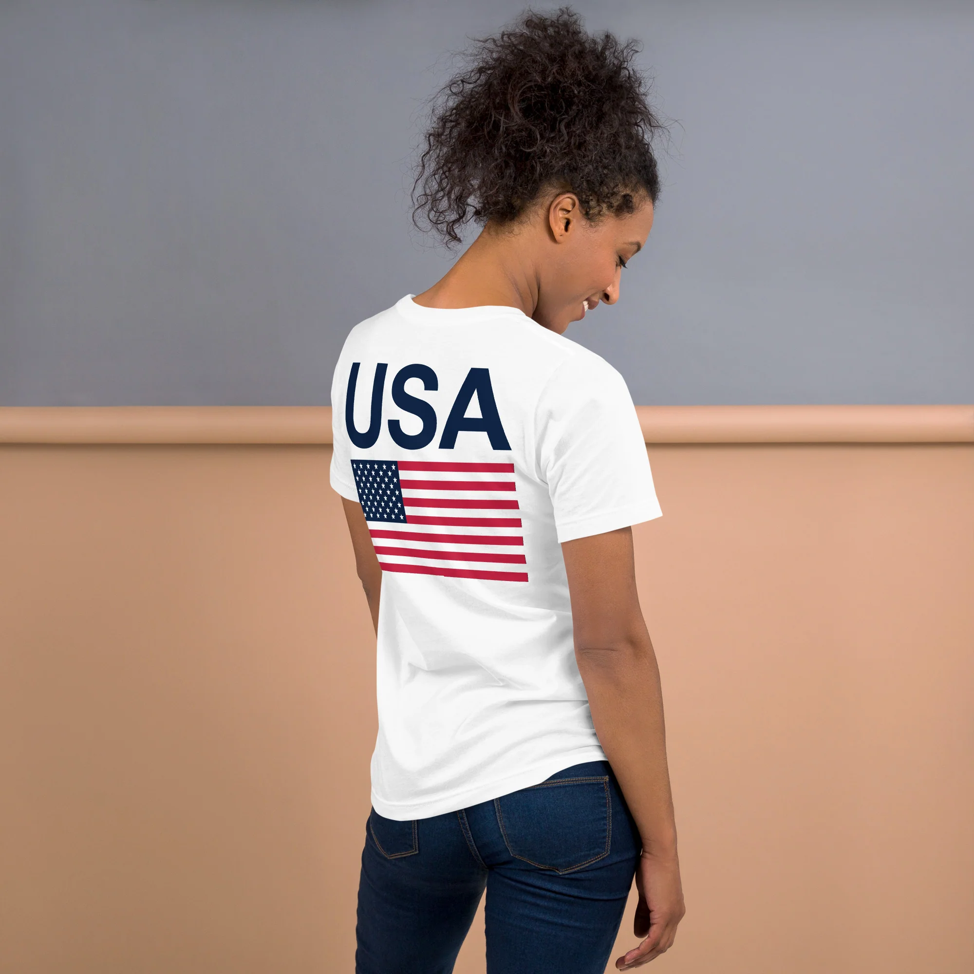 USA Flag T-Shirt Back-Side Logo | Unisex T-Shirts | DTF Printing - Image 11