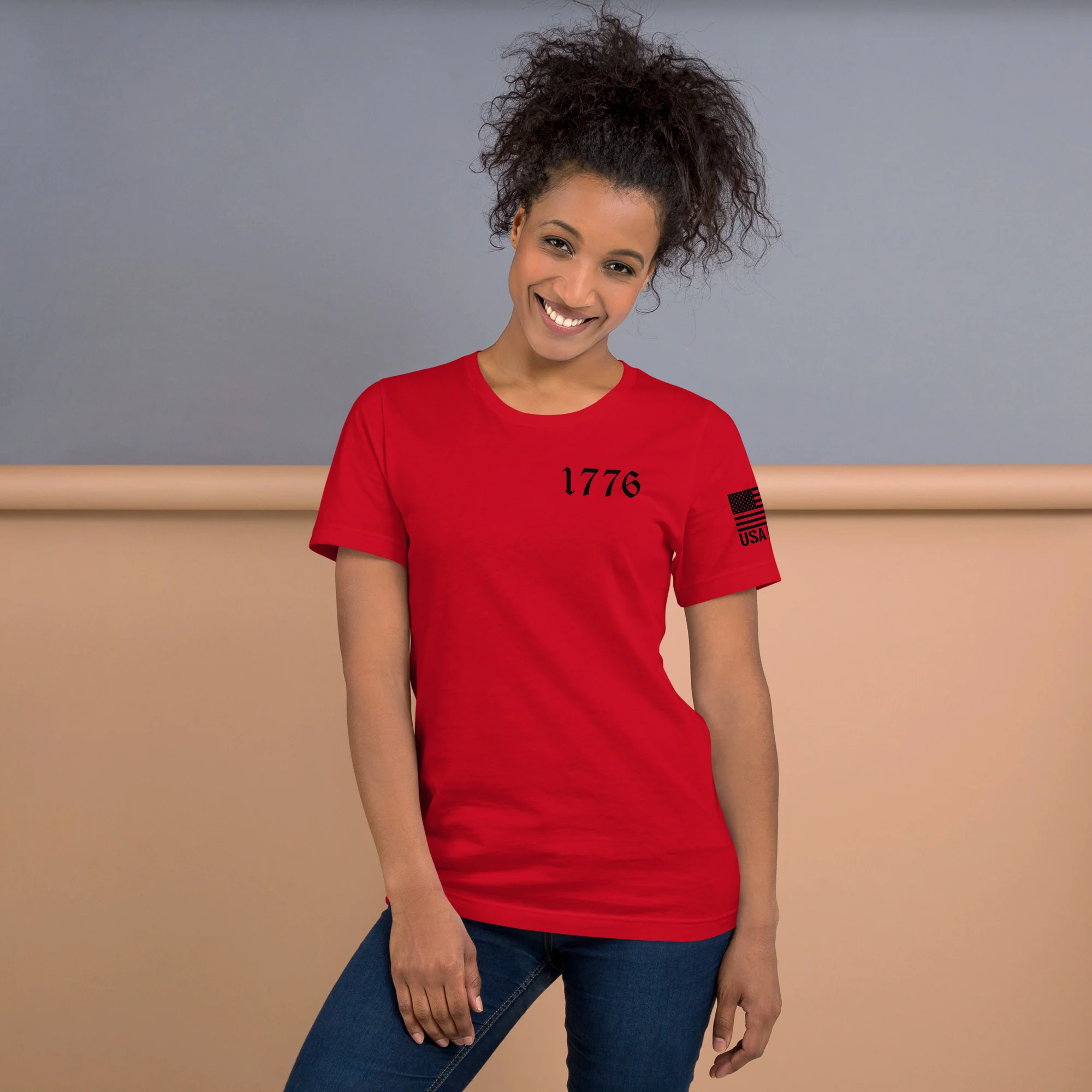 Vertical American Flag T-Shirt | Unisex Tee | DTF Printing - Image 9