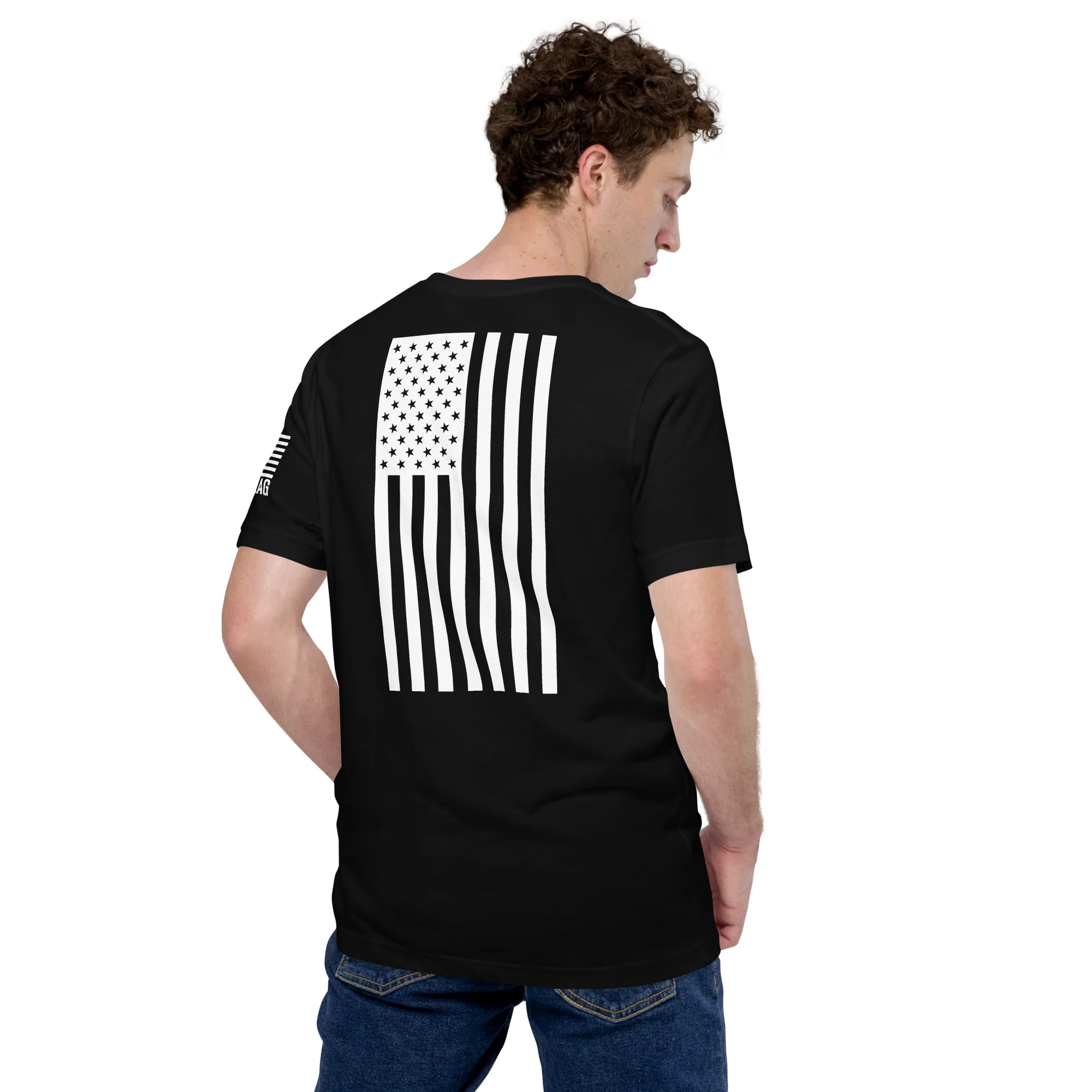 Vertical American Flag T-Shirt | Unisex Tee | DTF (White Logo) - Image 13