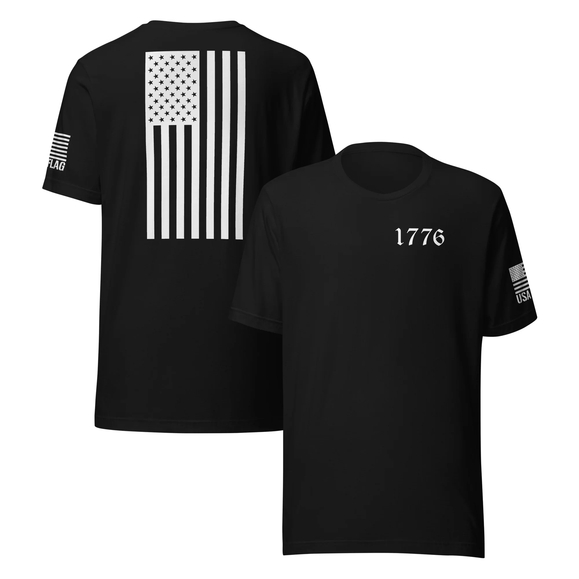 Vertical American Flag T-Shirt | Unisex Tee | DTF (White Logo) - Image 5