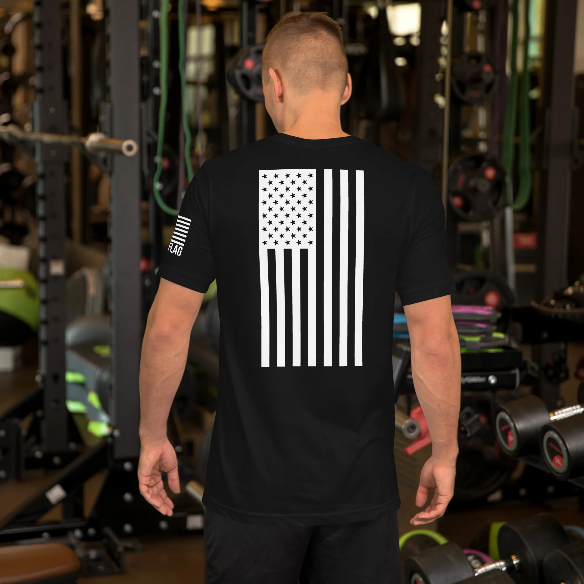 Vertical American Flag T-Shirt | Unisex Tee | DTF (White Logo) - Image 8